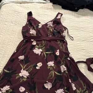 Ted Baker Burgundy Floral Maxi Dress